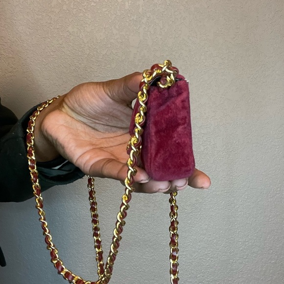 Rare Vintage Chanel Nano Velvet Flap Bag - Picture 8 of 12